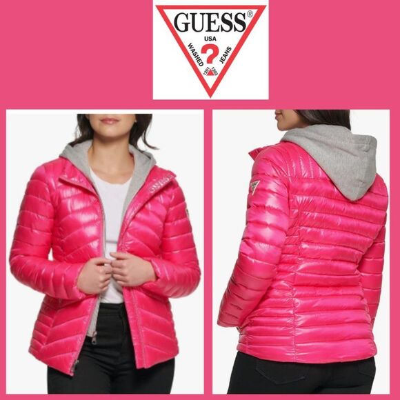 Guess Jackets & Blazers - GUESS Packable Hooded and Quilted Puffer Jacket